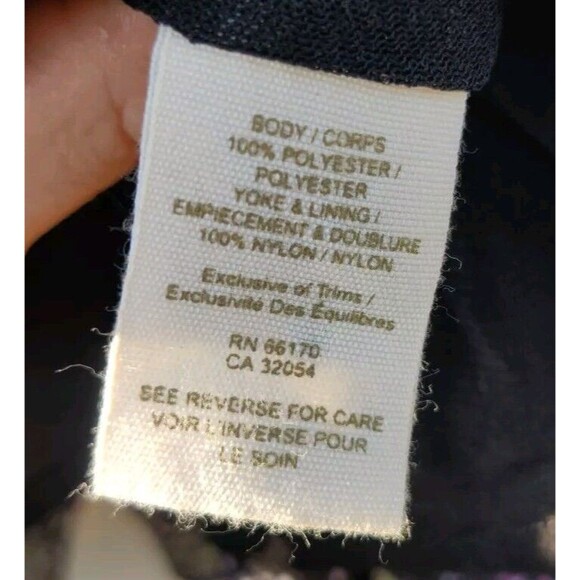 Free People Black Purple Floral Smocked Ruffle Sheer Tie Neck Top Blouse Size 2 - Picture 11 of 12